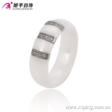 Mode Frauen Elegante Runde Edelstahl Schmuck Keramik Fingerring-13744